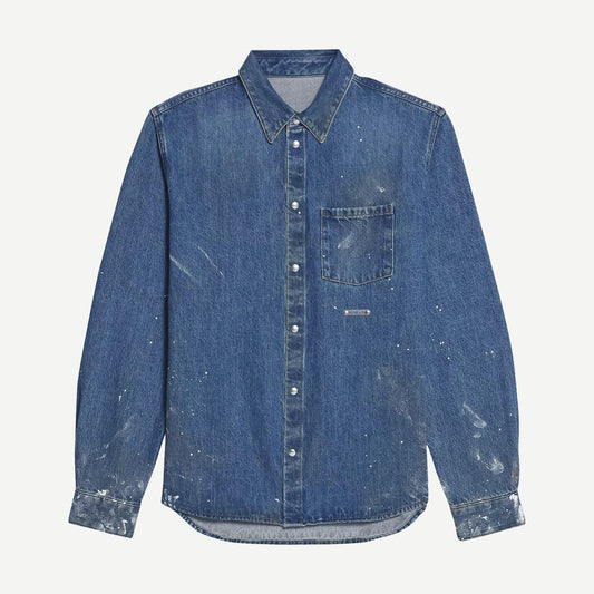 LS Shirt Jacket - Mid Indigo Painter - Galvanic.co