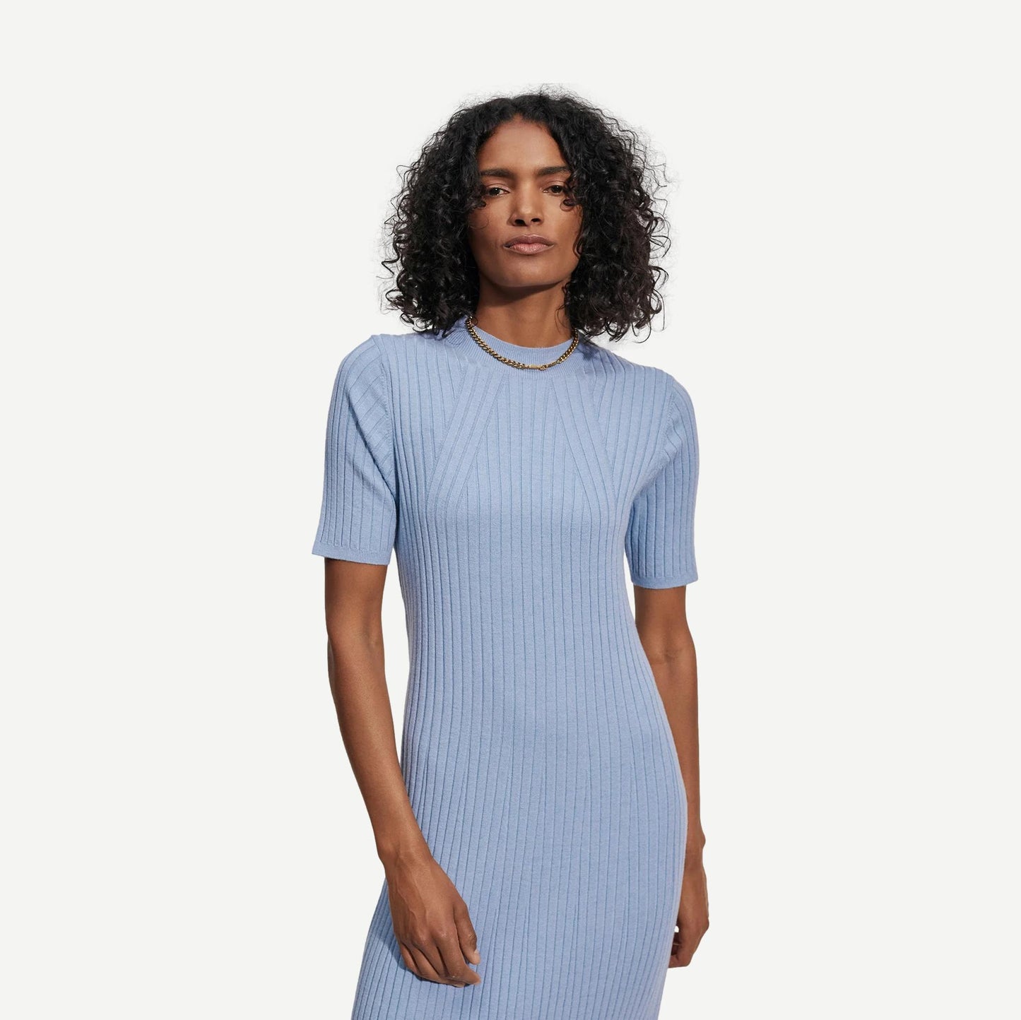 Maeve Rib Knit Midi Dress - Ashley Blue - Galvanic.co
