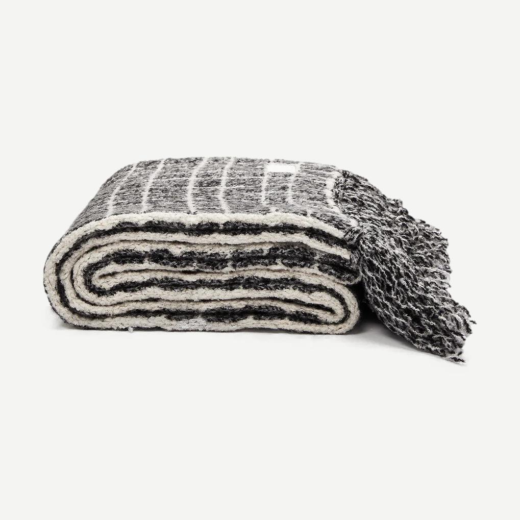 Lindsey Check Knit Scarf - Charcoal Marl