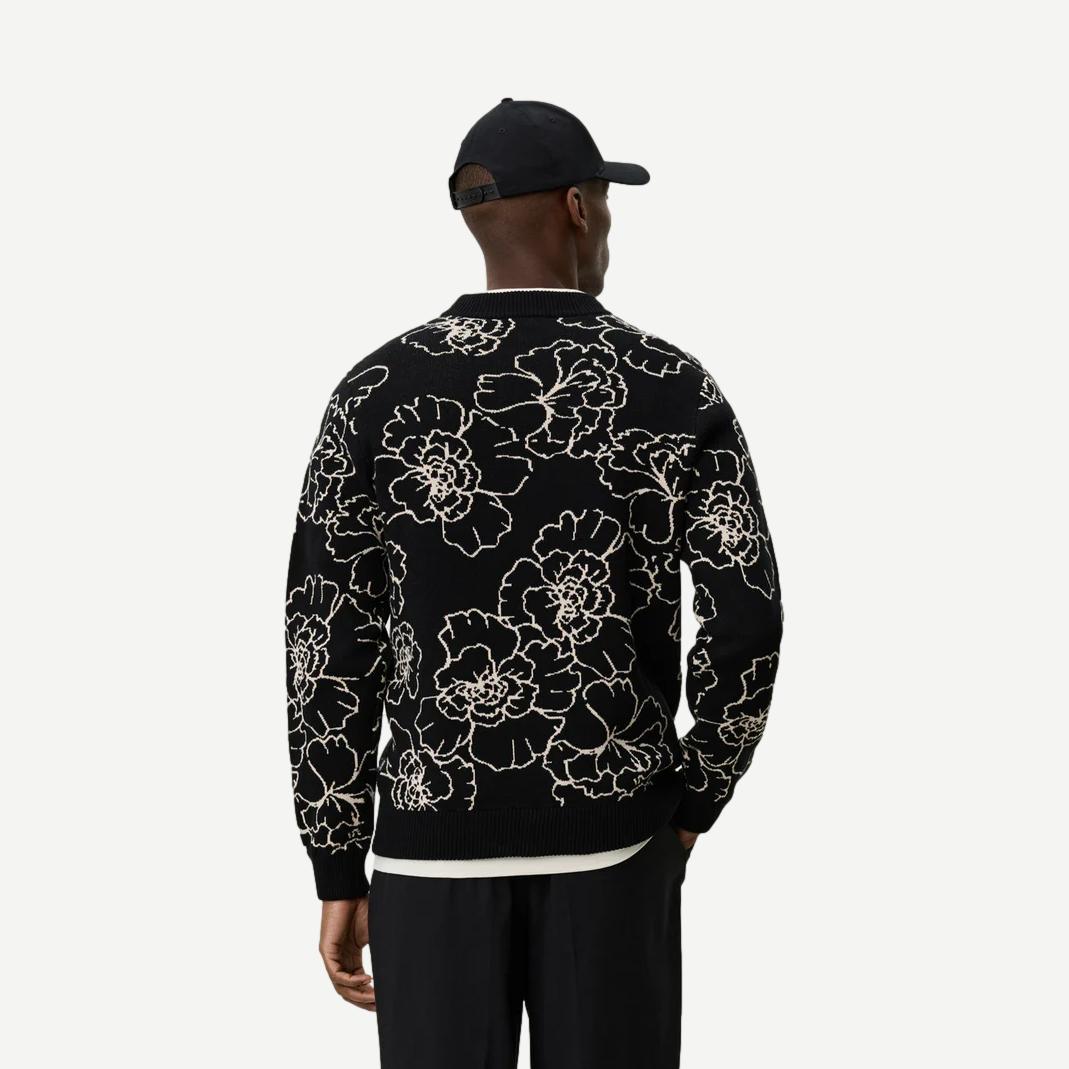 Gaston Poppy Jacquard Knit - Black - Galvanic.co