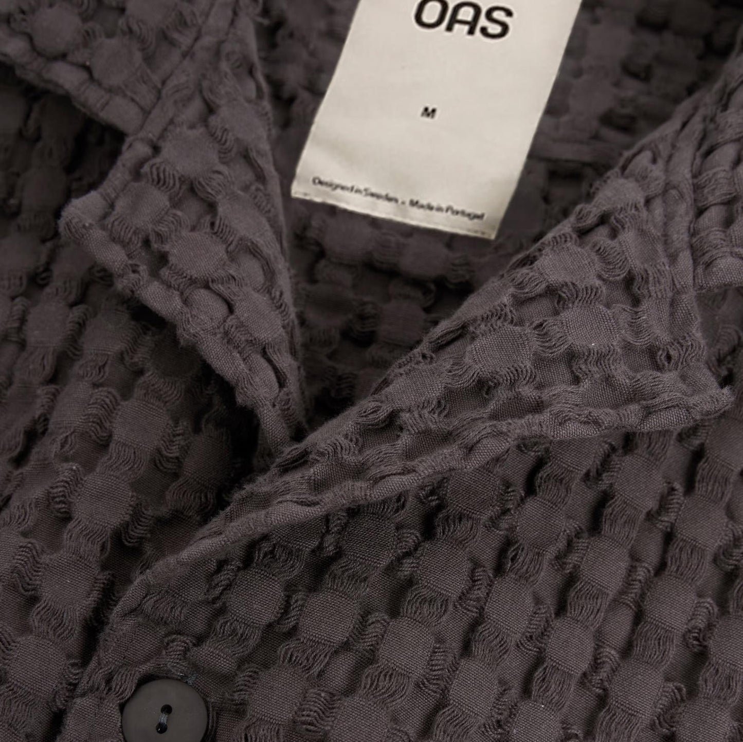 Cuba Waffle SS Button Up Shirt - Nearly Black - Galvanic.co