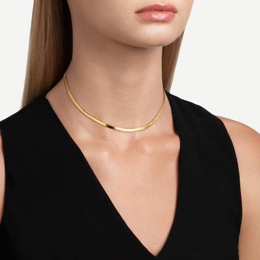 3mm Herringbone Choker - Gold Vermeil - Galvanic.co
