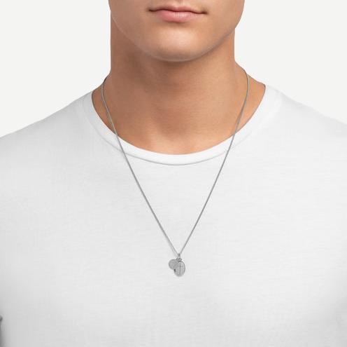 Croix + Mini St Christopher Pendant Necklace, Sterling Silver, Polished, 24in.