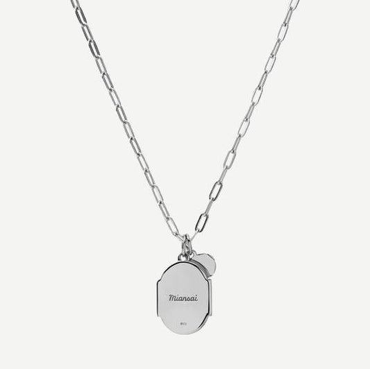 Conception Pendant w/Cable Chain Necklace w/Enamel, Sterling Silver, Polished, Gray, 24in. - Galvanic.co
