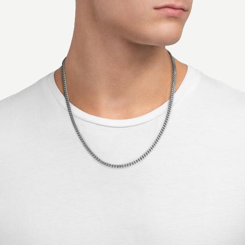 4mm Sterling Silver Cuban Chain Necklace, Polished, 22in.