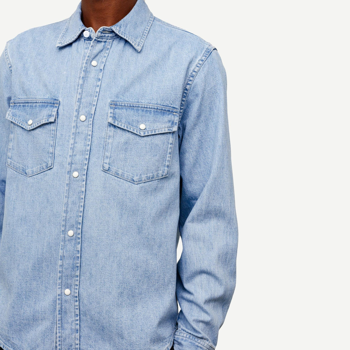 Denim Western Shirt - Light Denim - Galvanic.co