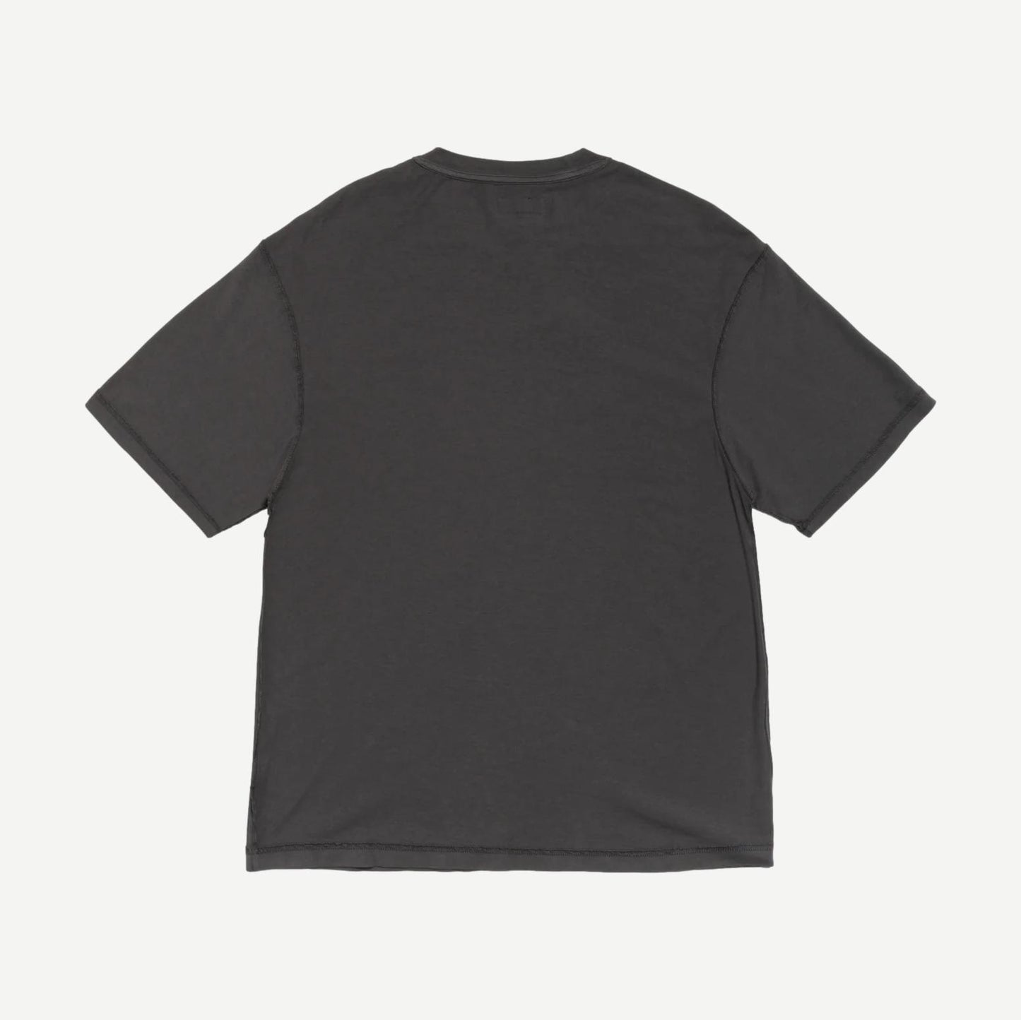 Stussy Lazy SS Tee in vintage black showing a relaxed fit and classic crew neck design on a plain background.