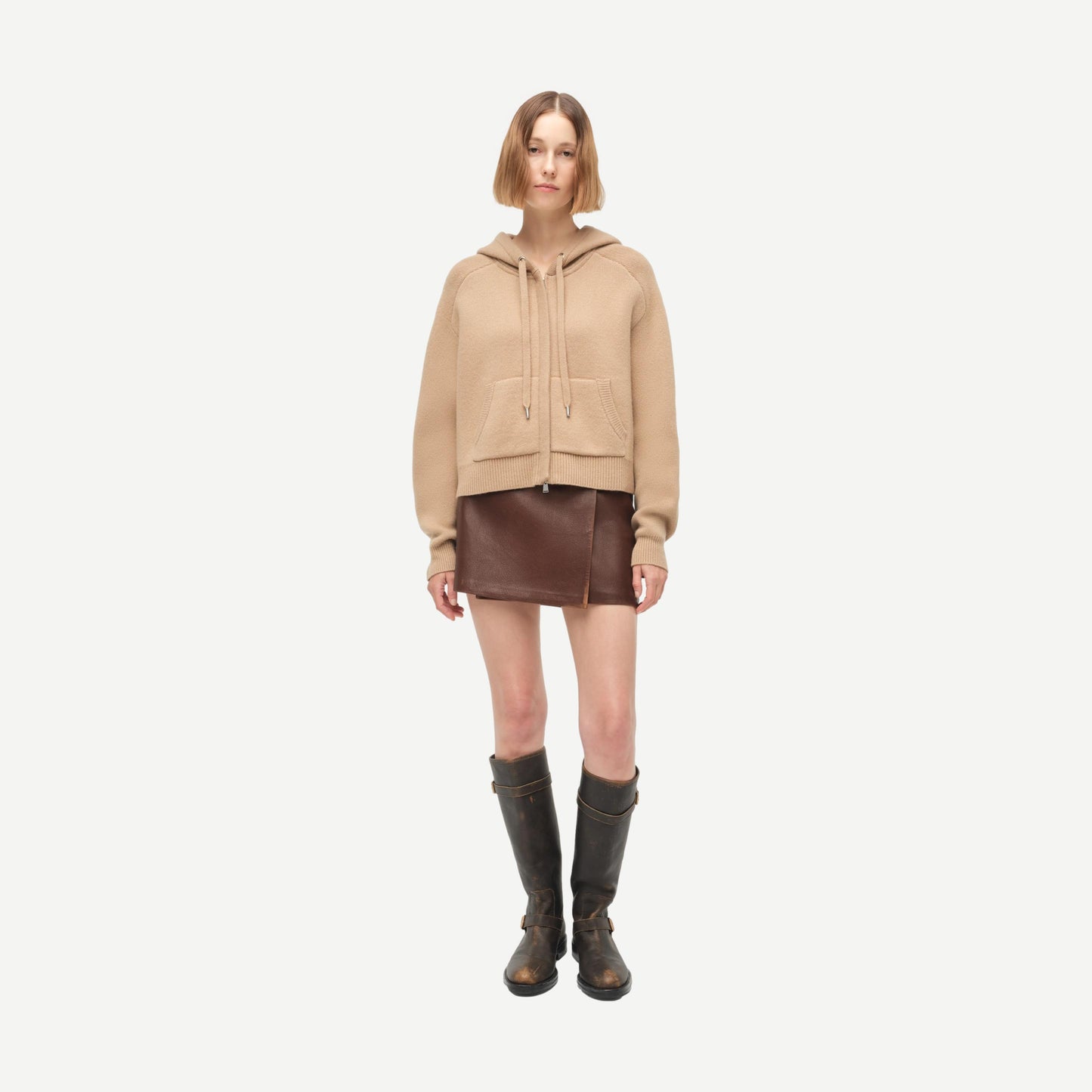Dakota Cropped Hoodie - Camel