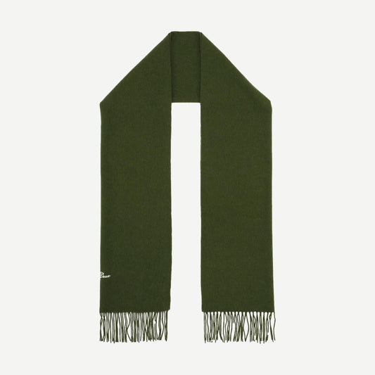 Les Deux Signature Solid Rifle Green Scarf folded to show its soft texture and solid color pattern
