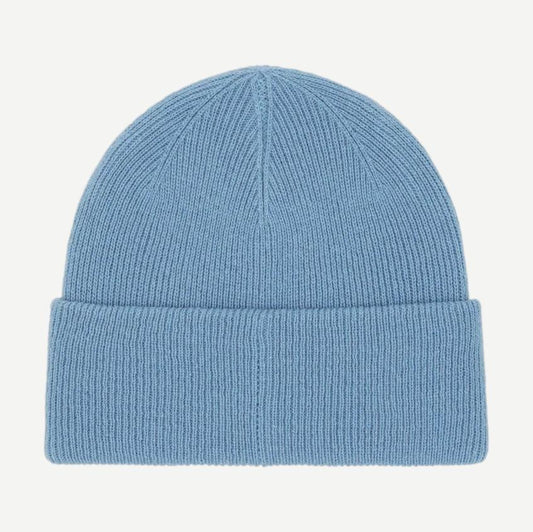 Les Deux Signature Beanie in Allure blue, folded cuff and embroidered logo detail