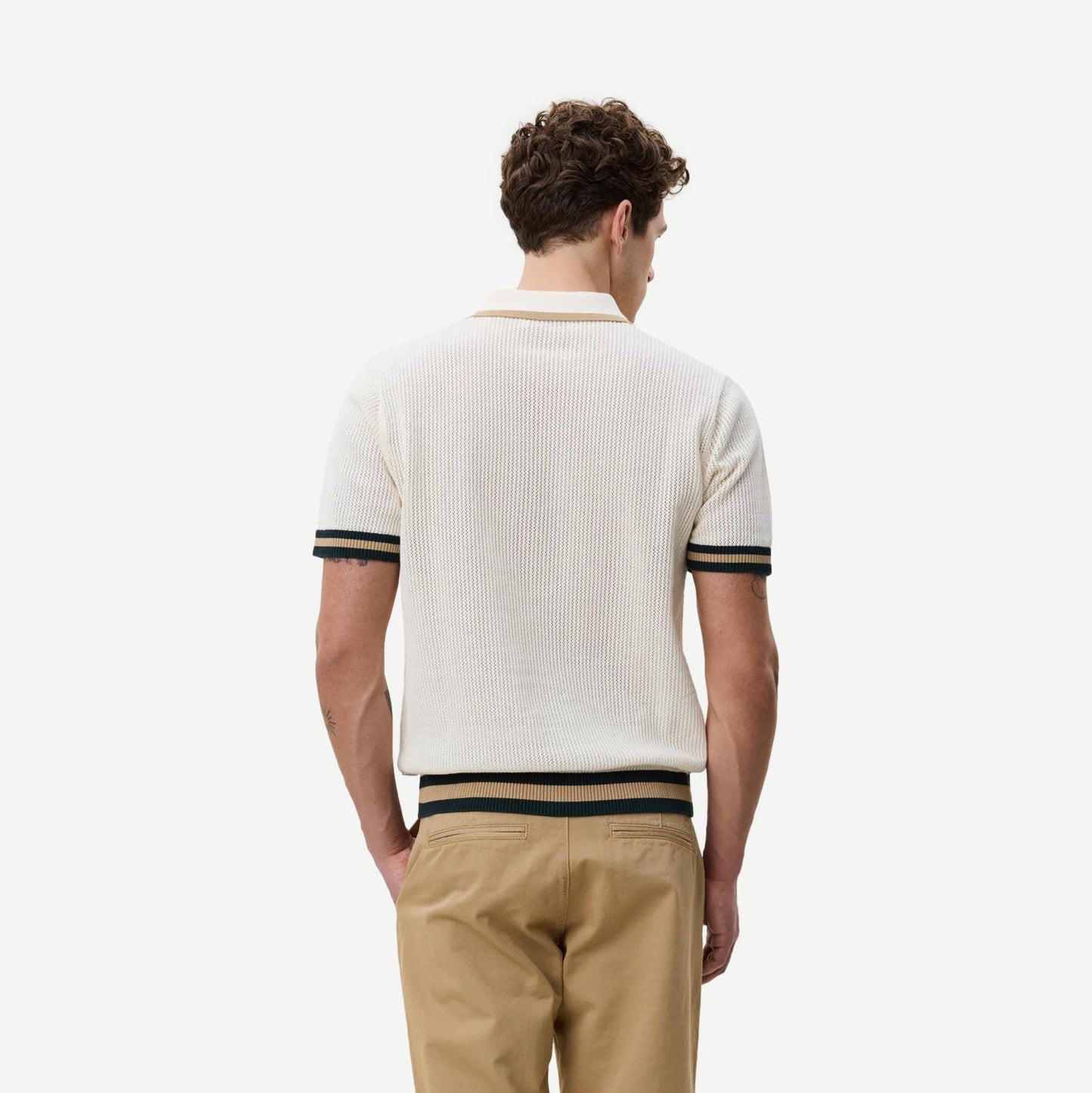 Lace Knitted Polo - Eggnog White