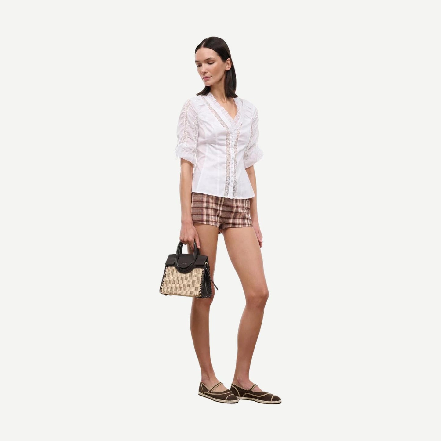 Maude Mini Wicker Carryall - Natural/Espresso