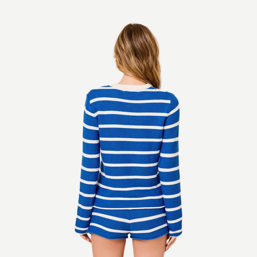 The Hudson Sweater - Olympian Blue Stripe