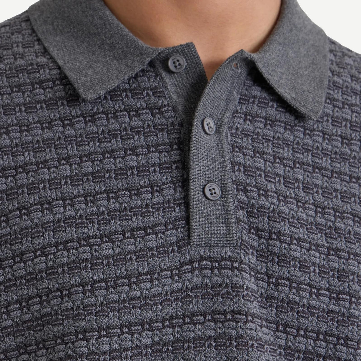 Oban L/S Polo Mini Geo Multi - Grey