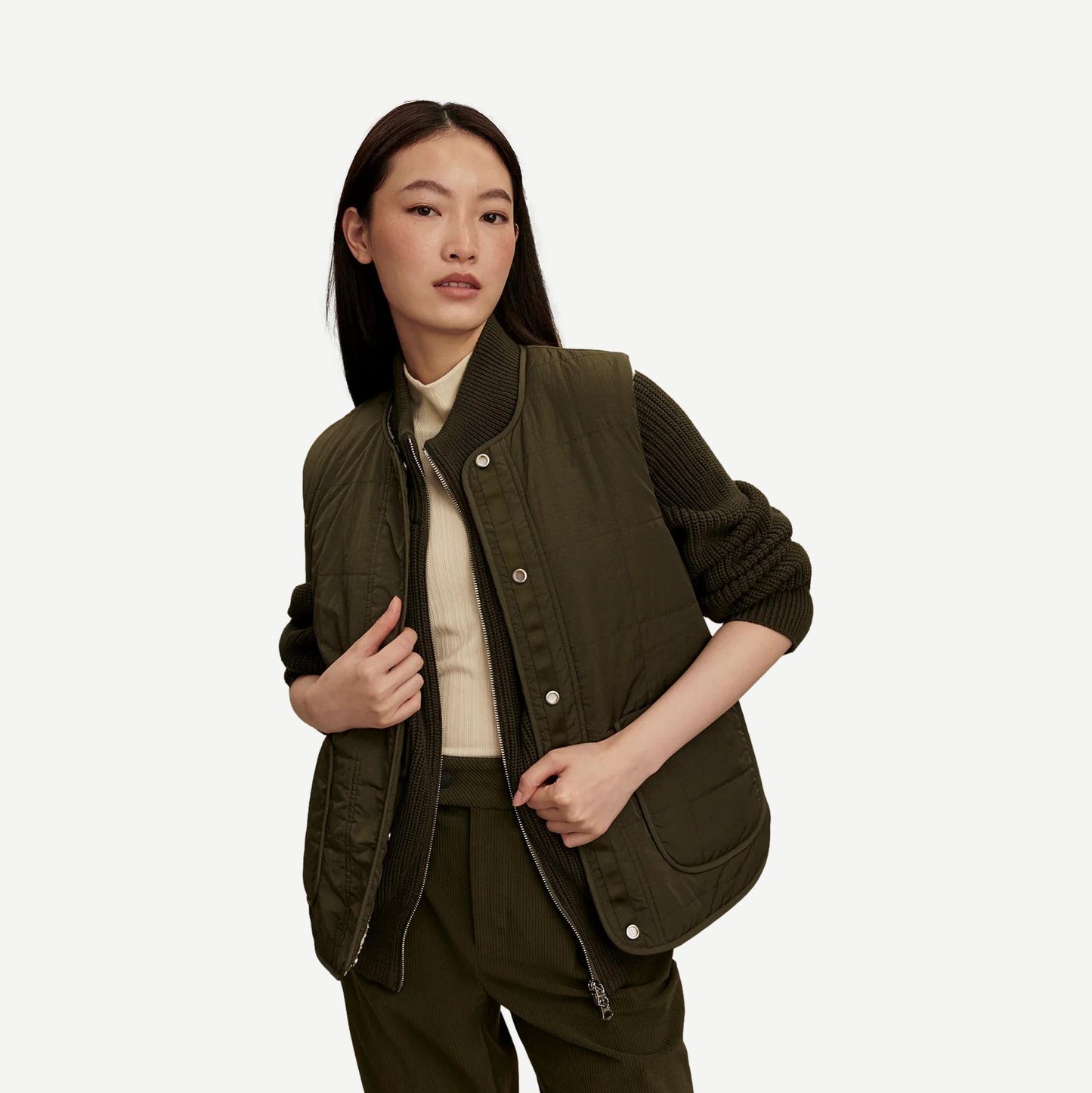 Audrea Reversible Gilet - Sandshell/Forest Night