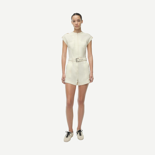 Tinka Belted Romper - Ecru - Galvanic.co