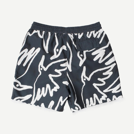 Birds Fly Free Swim Shorts - Black - Galvanic.co