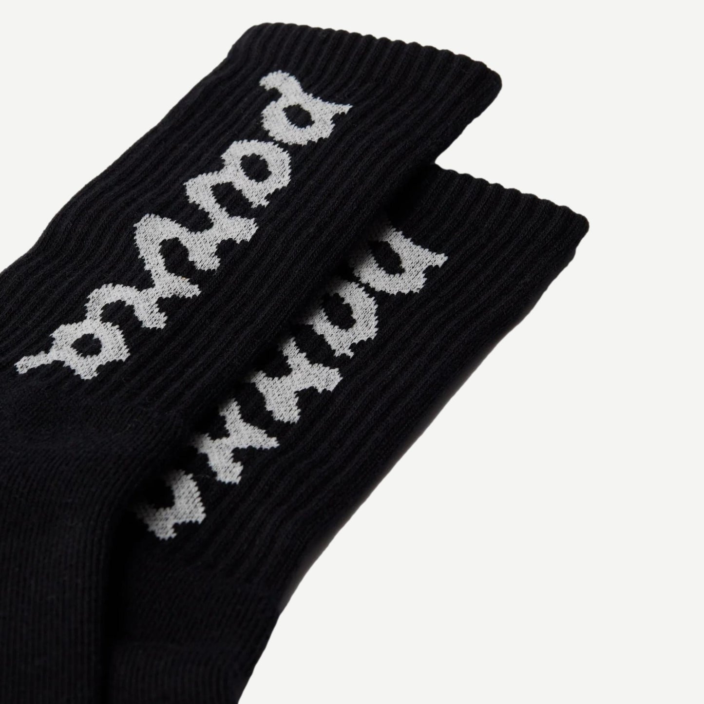 Lowercase Script Logo Crew Socks - Black