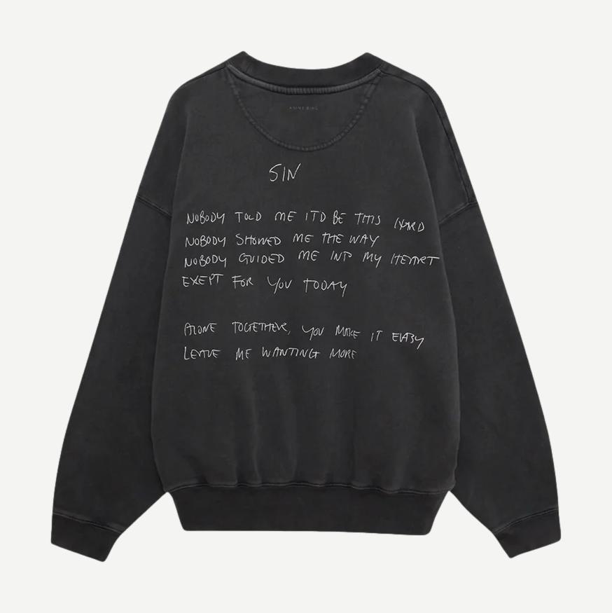 Jaci Sweatshirt Lyrics - Washed Black - Galvanic.co