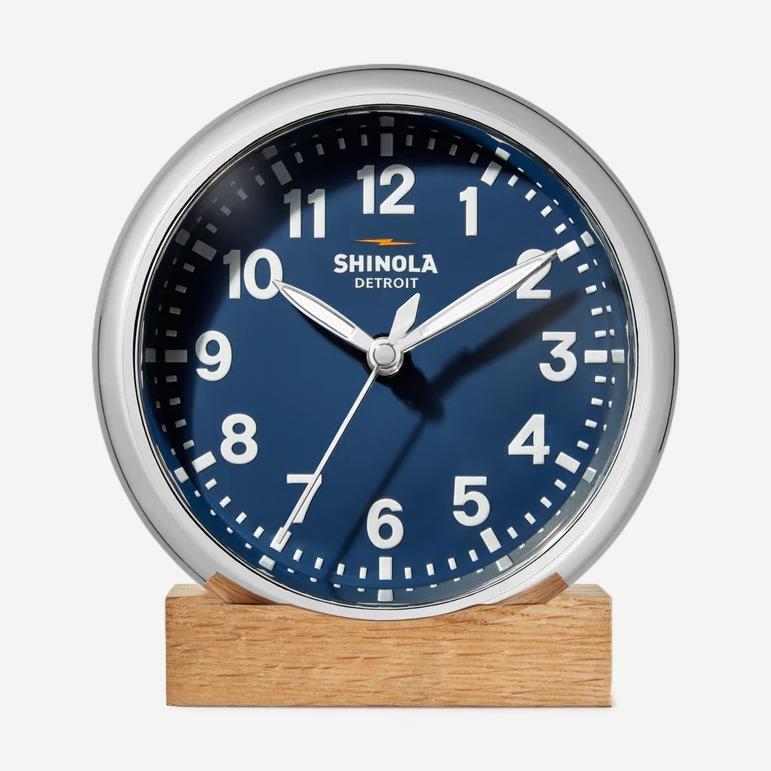 Desk Clock Runwell 6" - Chrome/Navy