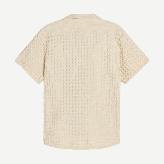 Cuba Waffle SS Button Up Shirt - Ecru - Galvanic.co