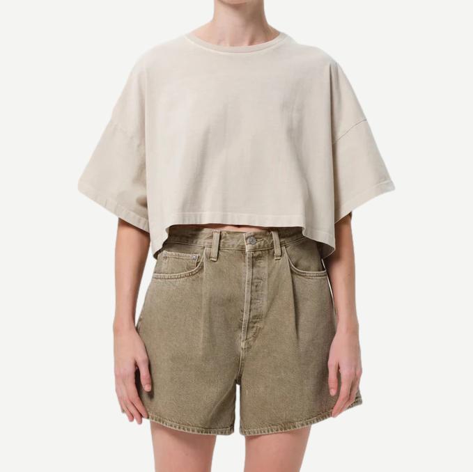 Arli Oversized Cropped Tee - Brown Rice - Galvanic.co