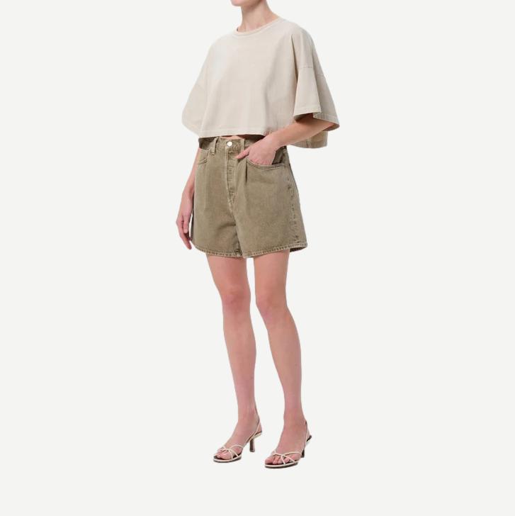 Arli Oversized Cropped Tee - Brown Rice - Galvanic.co
