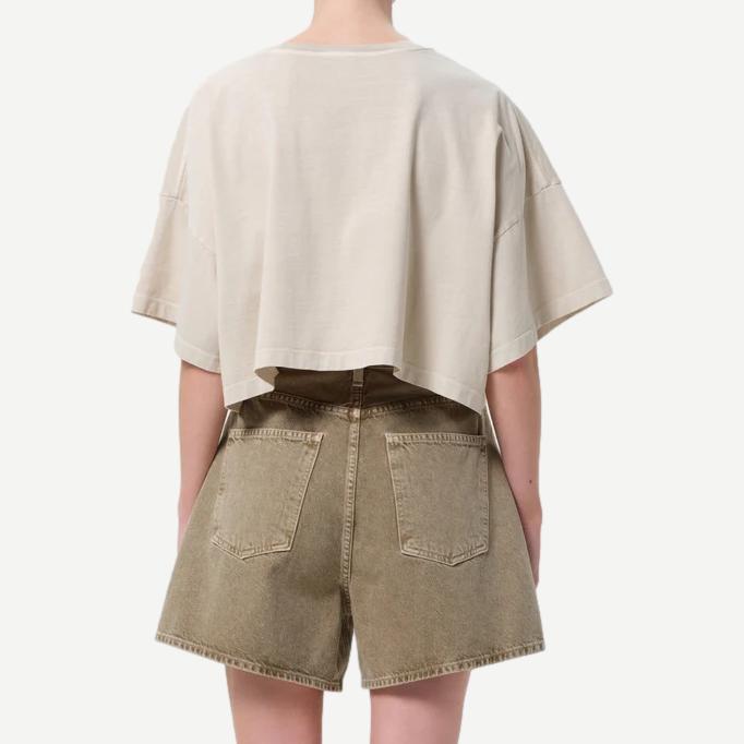 Arli Oversized Cropped Tee - Brown Rice - Galvanic.co