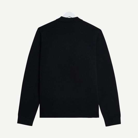 Maley L/S Zip Polo Milano Knit - Black