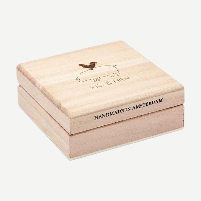 Vintage army-style bracelet by Pig & Hen, featuring a rugged design with salty steve theme in a stylish box.