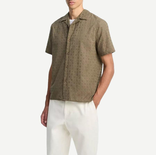Cotton Eyelet S/S Collar Shirt - Dome - Galvanic.co