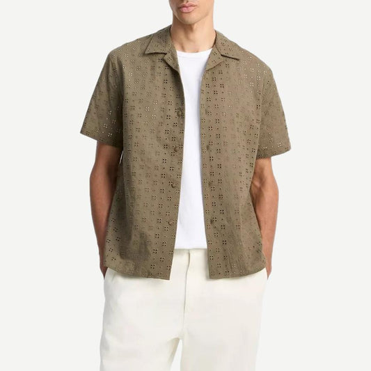 Cotton Eyelet S/S Collar Shirt - Dome - Galvanic.co