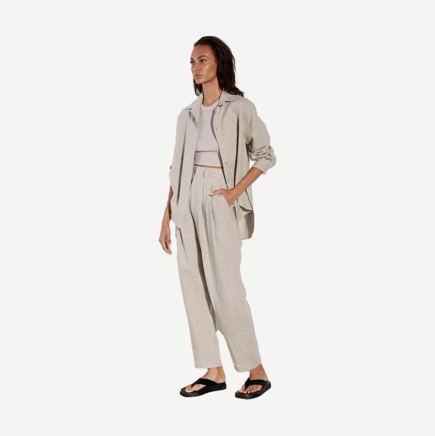 Tapered Pleated High Waist Pant - Mist - Galvanic.co