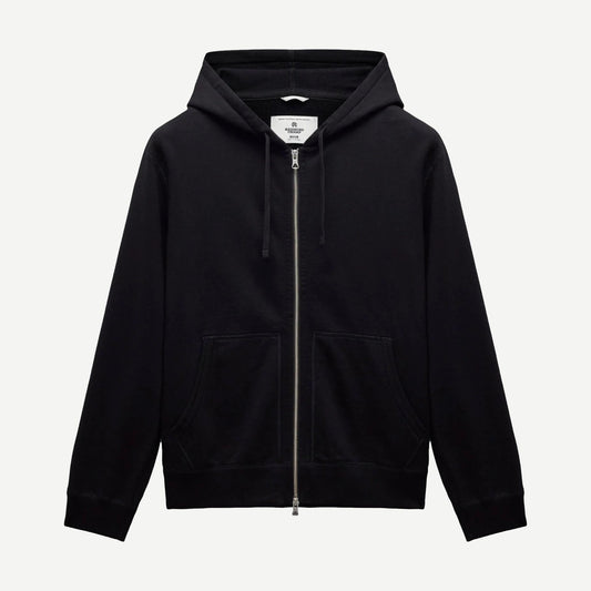 Knit Midweight Terry Standard Zip Hoodie - Black - Galvanic.co