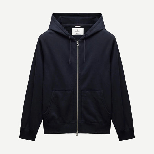 Knit Midweight Terry Standard Zip Hoodie - Navy - Galvanic.co