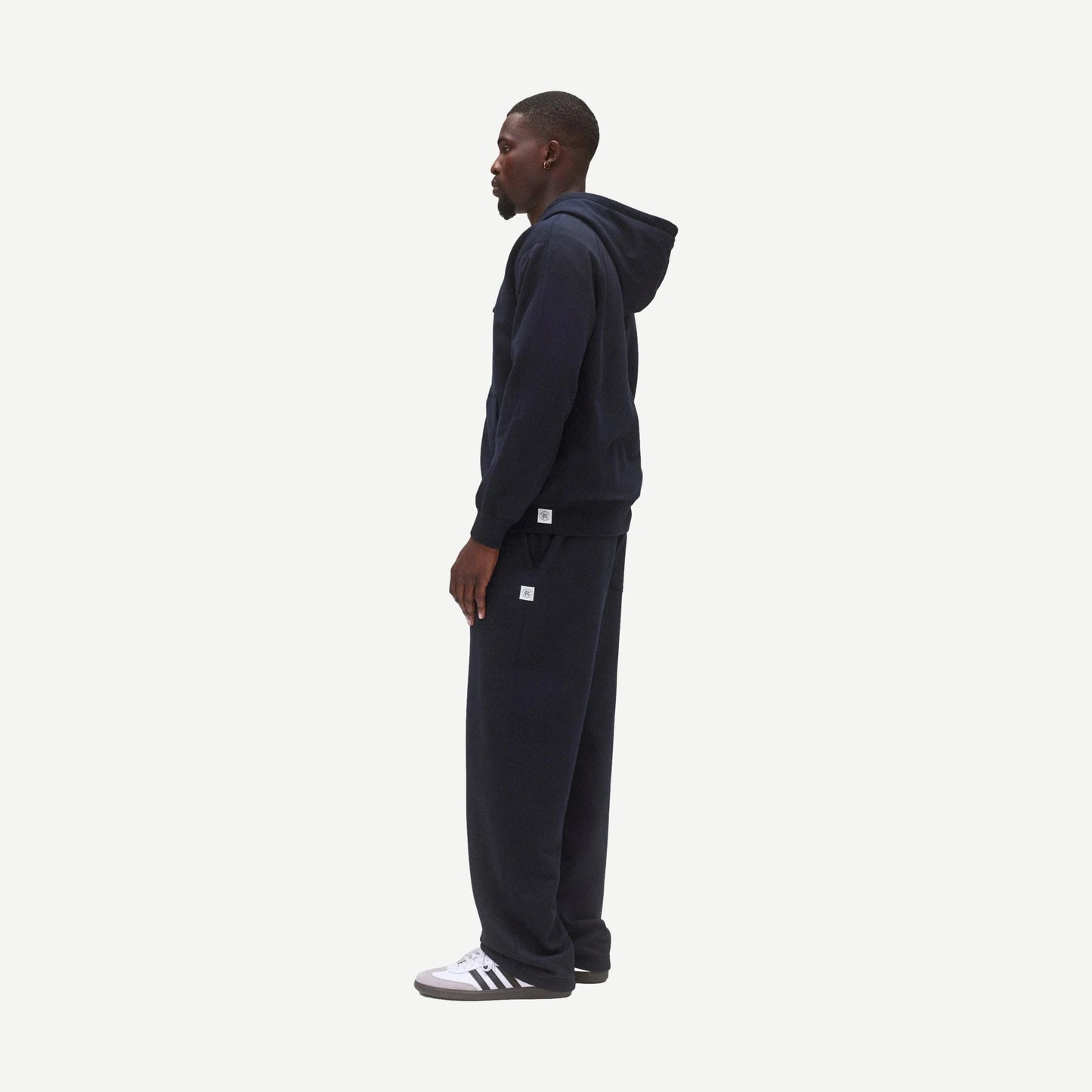 Knit Midweight Terry Standard Zip Hoodie - Navy - Galvanic.co