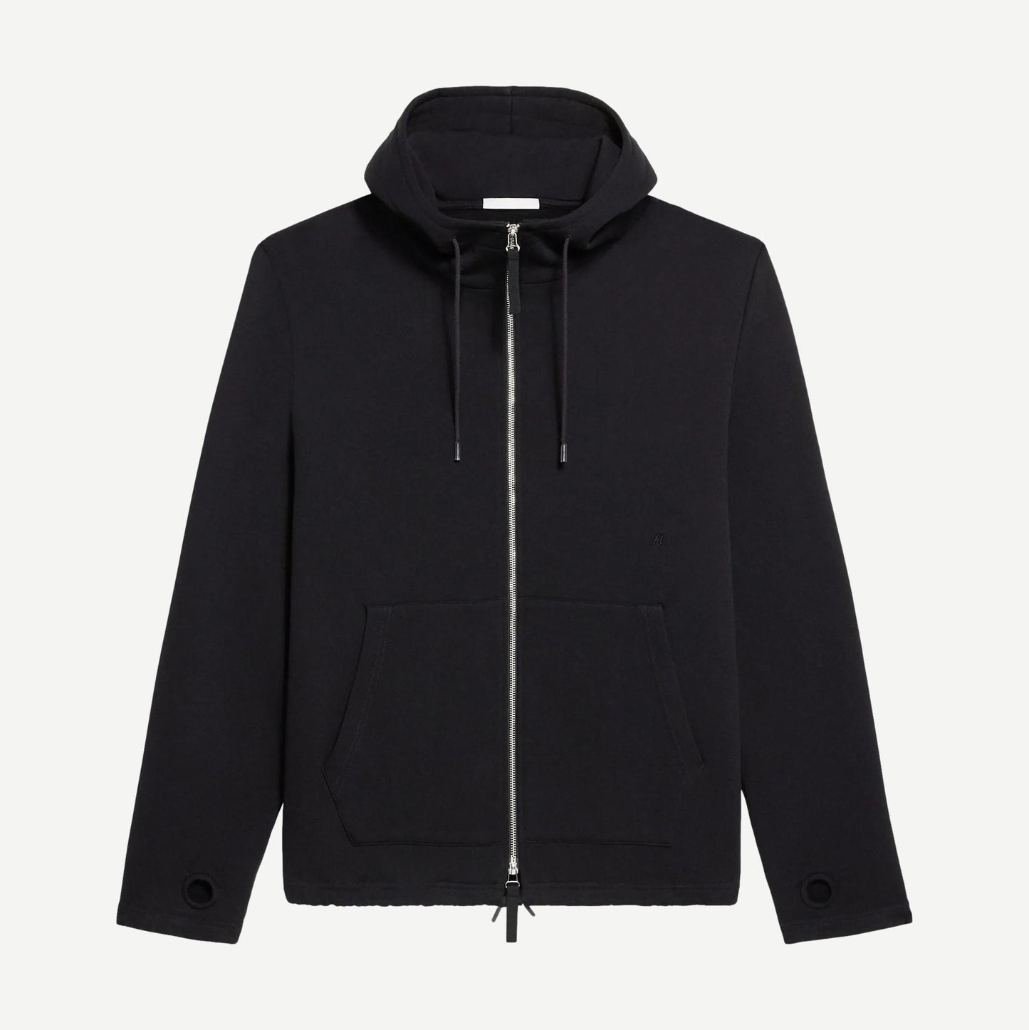 Cotton Fleece Zip Up Hoodie - Black - Galvanic.co