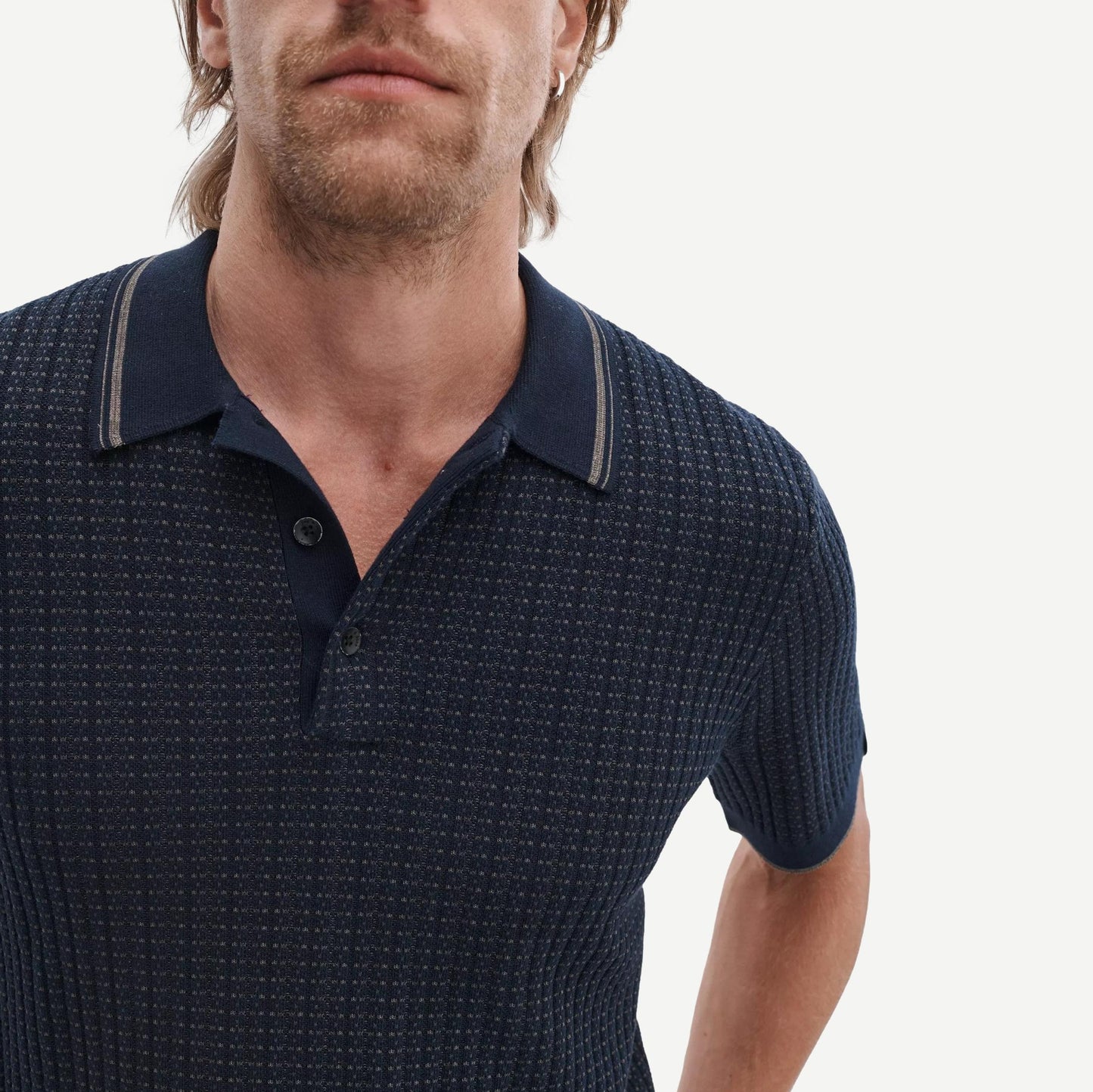 Harvey Rib Polo - Navy Multi - Galvanic.co