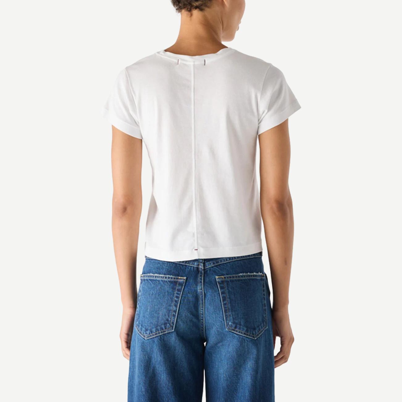 White Jade Tee from AMO, a stylish casual T-shirt with a relaxed fit and simple design, shown on a neutral background.