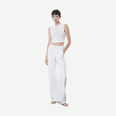Textured Jacuard Cropped Tank - Off White - Galvanic.co