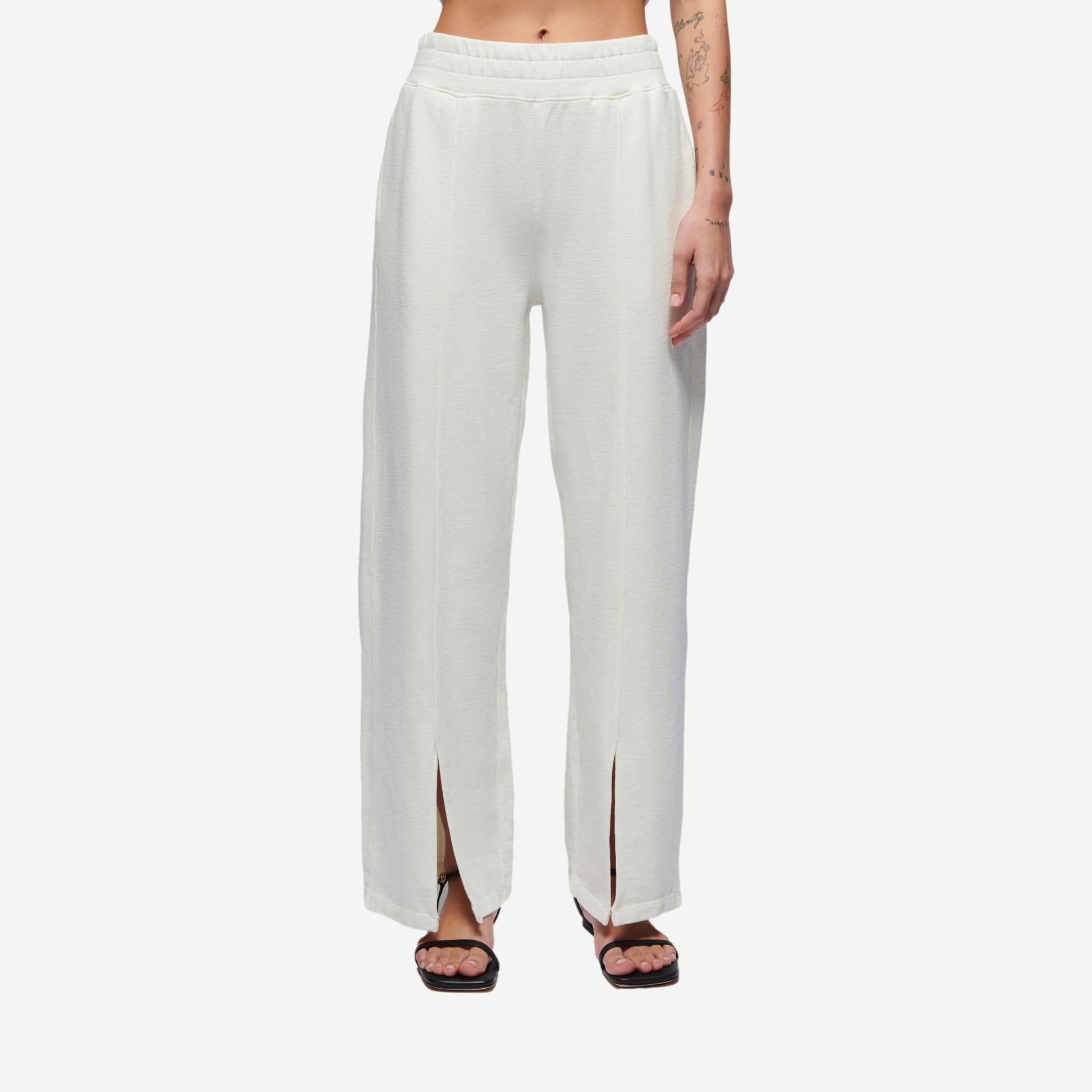 Lincoln Front Slit Knit Pant - Porcelain - Galvanic.co