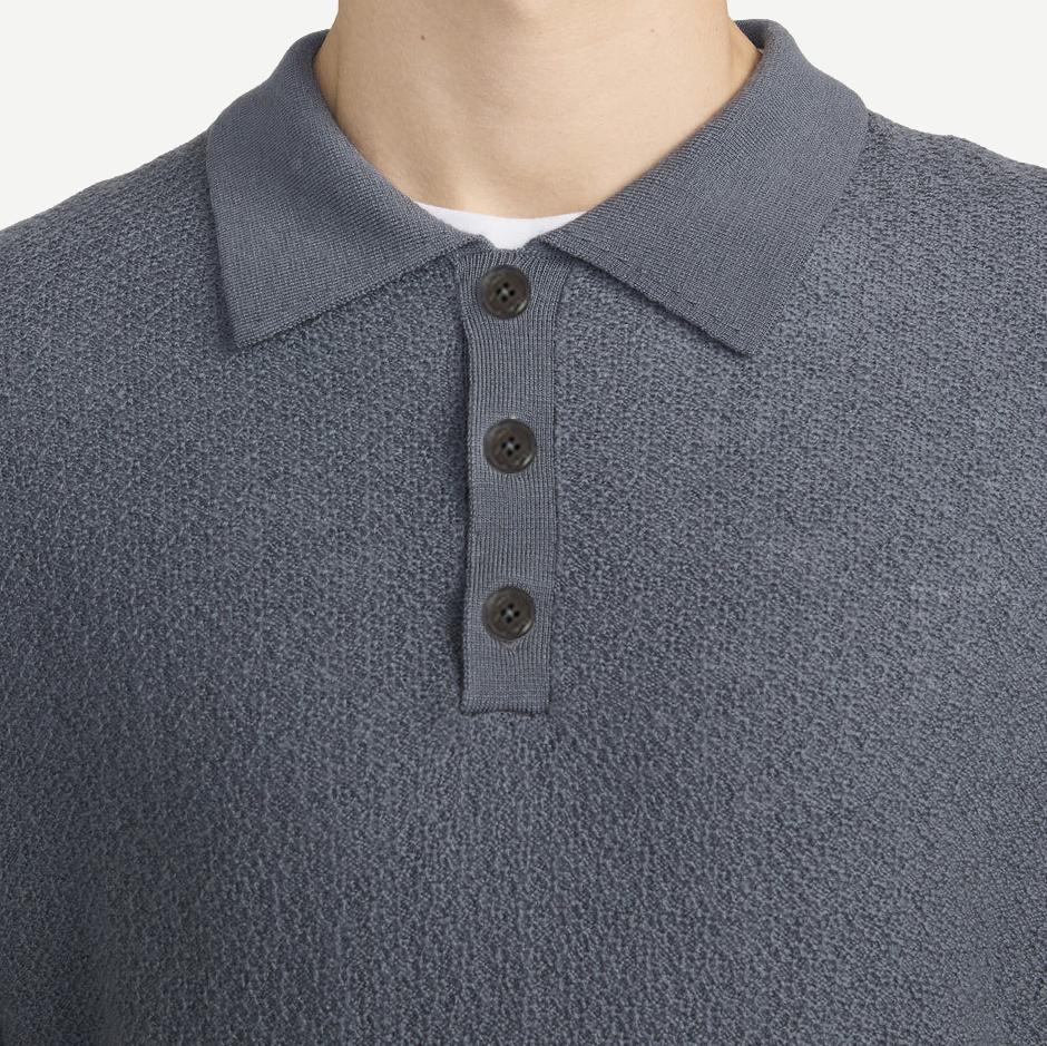 L/S Polo Sweater -Blue Grey