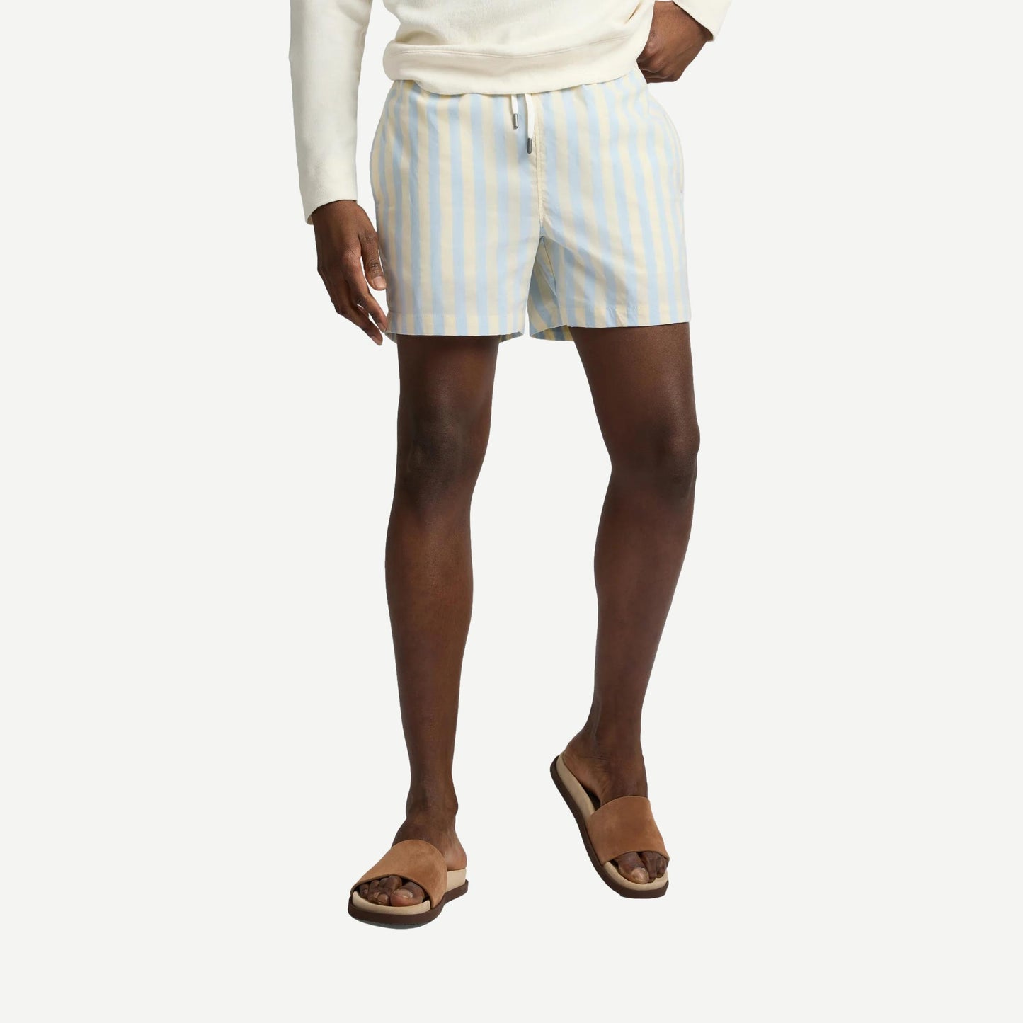 Charles 5" Swimshort Macro Stipe - Sky/Cream - Galvanic.co