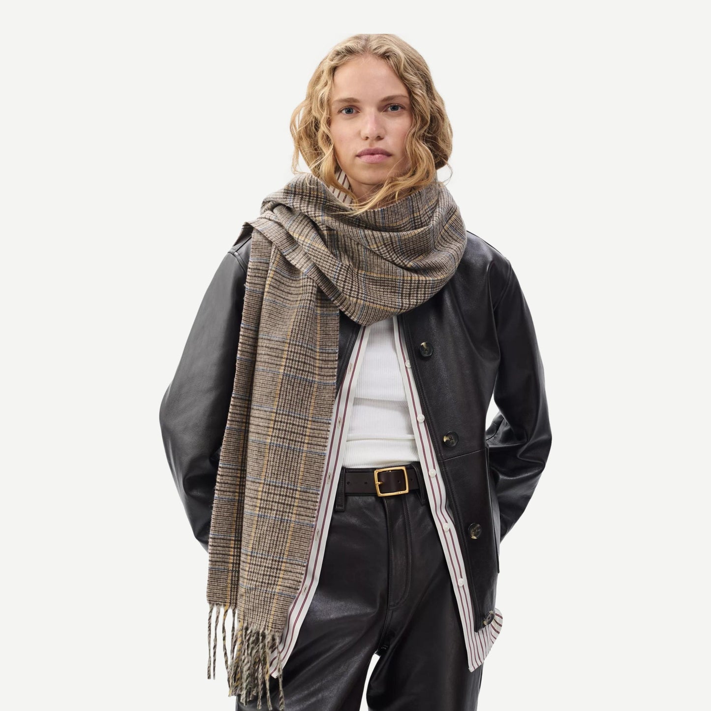 Mila Cashmere Scarf - Camel Heritage Plaid