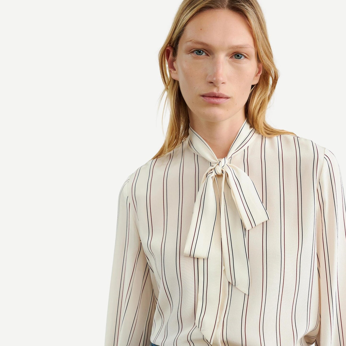 Angelique Tie Neck Blouse - Brandy Stripes - Galvanic.co