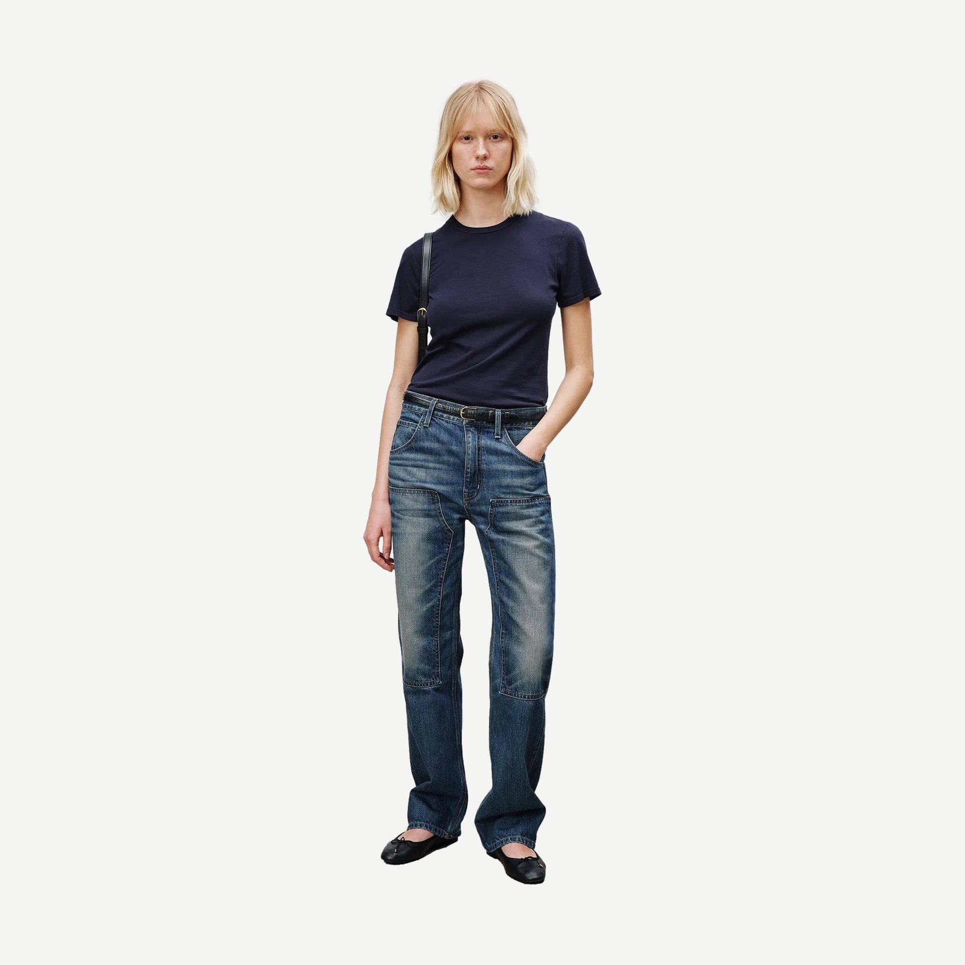 Mariela Crewneck Tee - Dark Navy - Galvanic.co