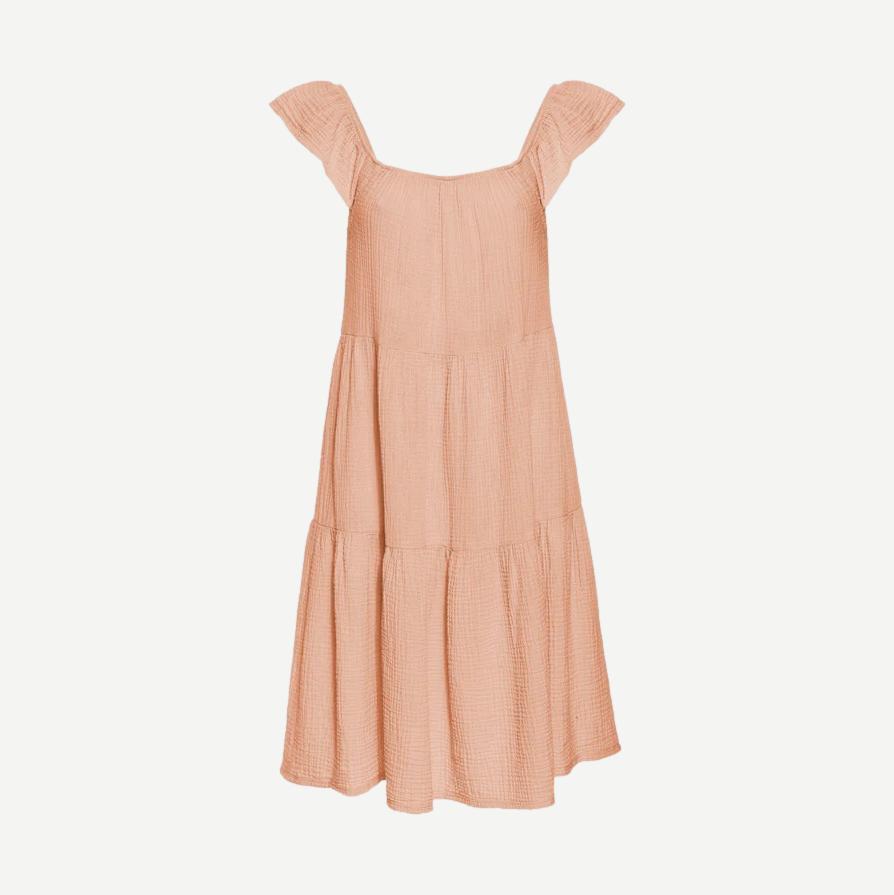 Noa Ruffled Midi Dress - Bellini - Galvanic.co