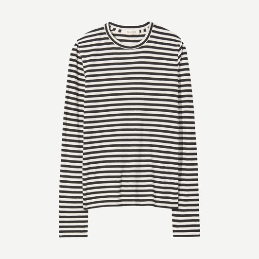 Susana Long Sleeve Tee - Black/Ivory Stripe - Galvanic.co