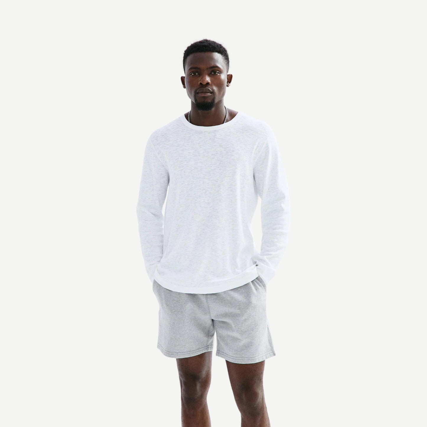 Knit 1x1 Slub Long Sleeve - White - Galvanic.co