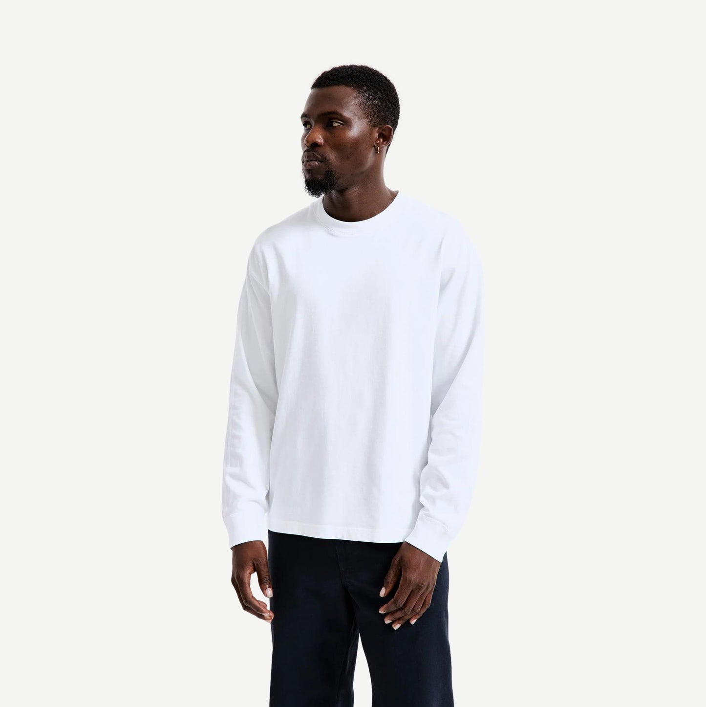 Knit Midweight Jersey Long Sleeve - White - Galvanic.co